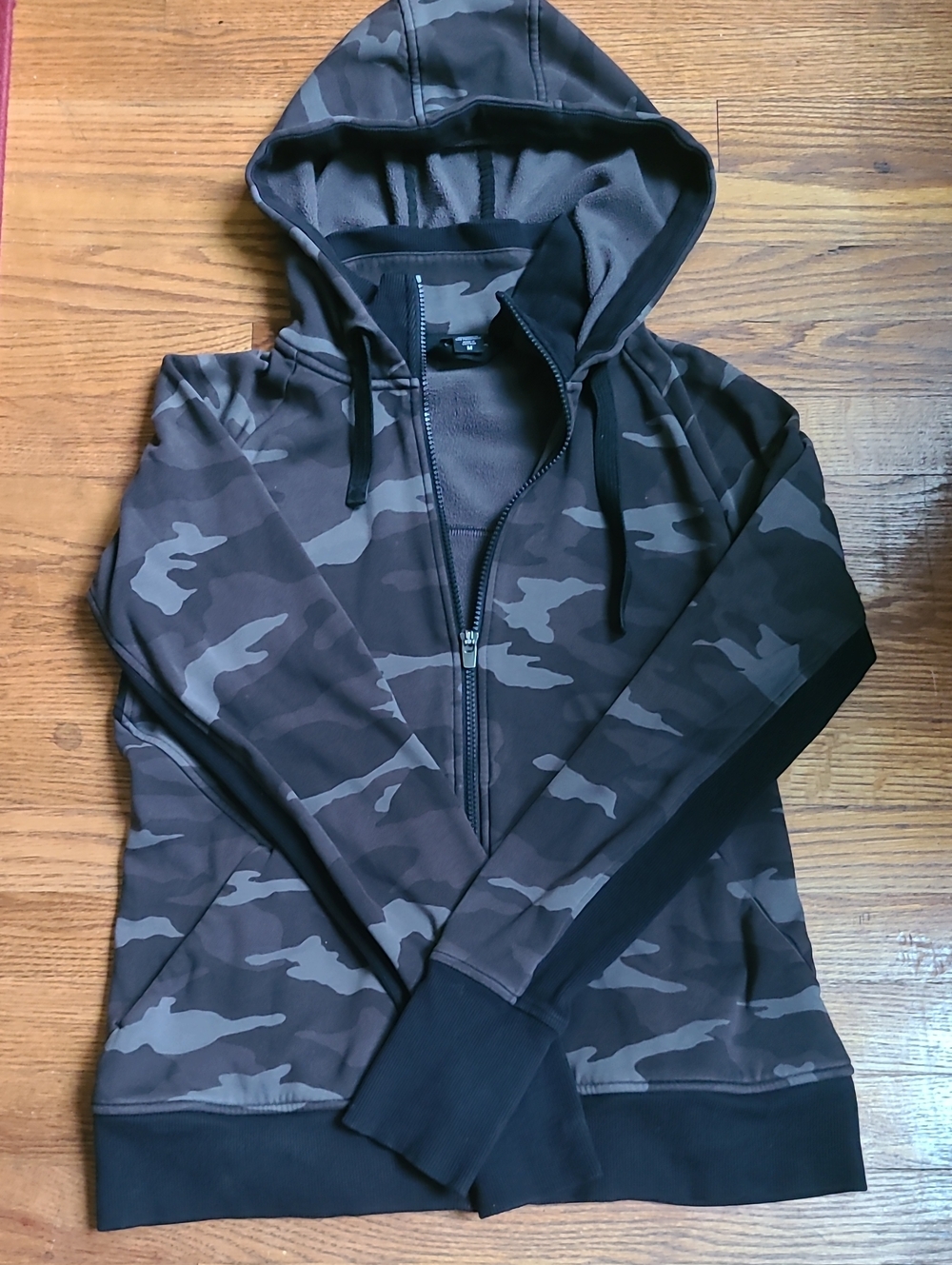 Athleta Women's Hooded Camo Zip Bomber Jacket - Black & Gray